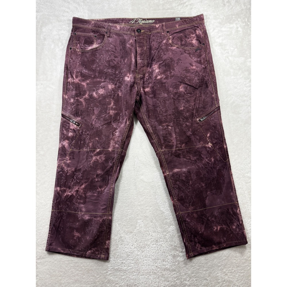 A. Tiziano Mens Acid Wash Cargo Purple Denim Jeans 50 Meas: 47x28